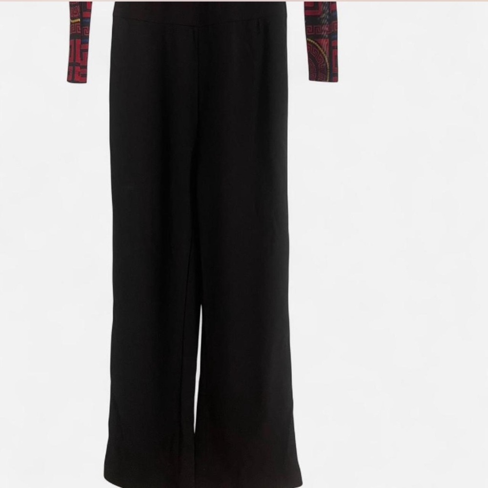 Elegant Geometric Red and Black long sleeve jumpsuit Size S - Picture 5 of 8